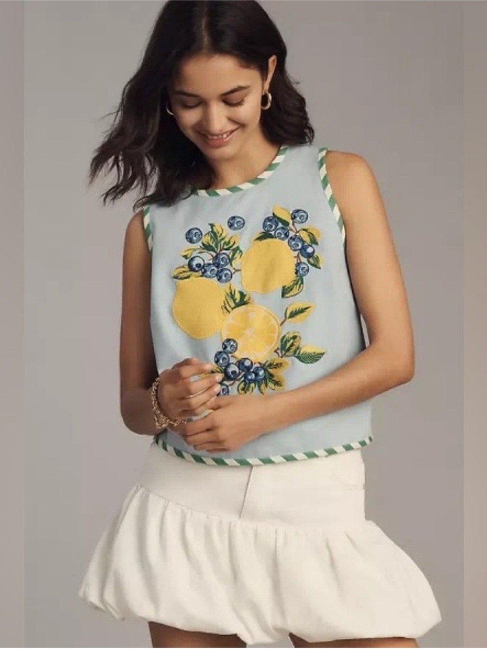 Anthropologie Maeve embroidered shell tank